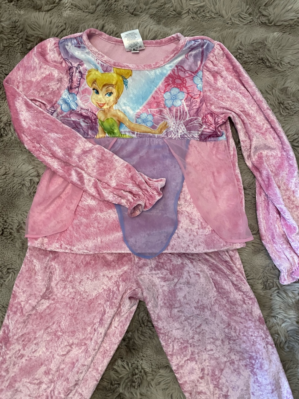 Disney 2007 •Pink and Yellow Tinker Bell Velvet Pajamas